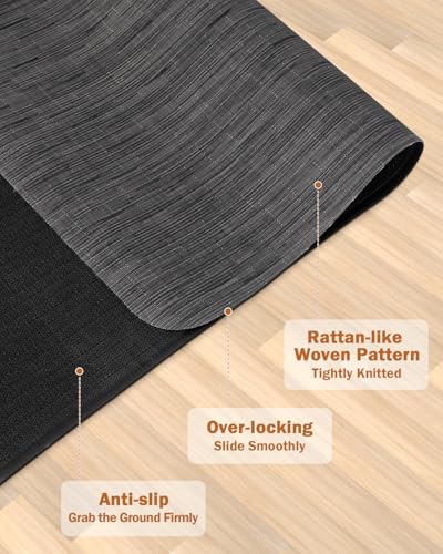 Image of Blvornl Office Chair Mat for Hardwood Floor, 47.2 inch*60 inch Desk Computer Chair Mat for Hard Wood, Large Anti-Slip Hard Floor Protector for Rolling Chair, PVC Desk Rug for Office Black