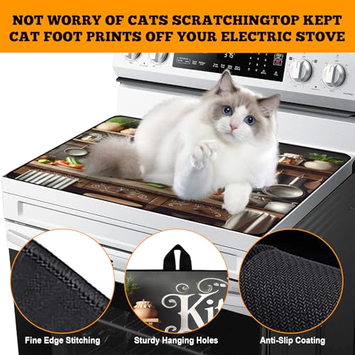 Image of Multi-Design Stove Top Cover for Glass /Electric Stoves - 3-in-1 Heat-Resistant Protector Mat, Non-Slip Drying Rack 28 inchx20 inch (Cookware, 28 inch L x 20 inch W)