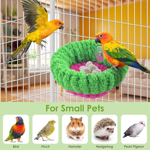 Image of KATUMO Bird Nest, 5.5inch Small Parrot Breeding Bed for Budgie, Parakeet, Cockatiel, Conure, Lovebird, Canary, Finch Birds (Green /Rose, Small)