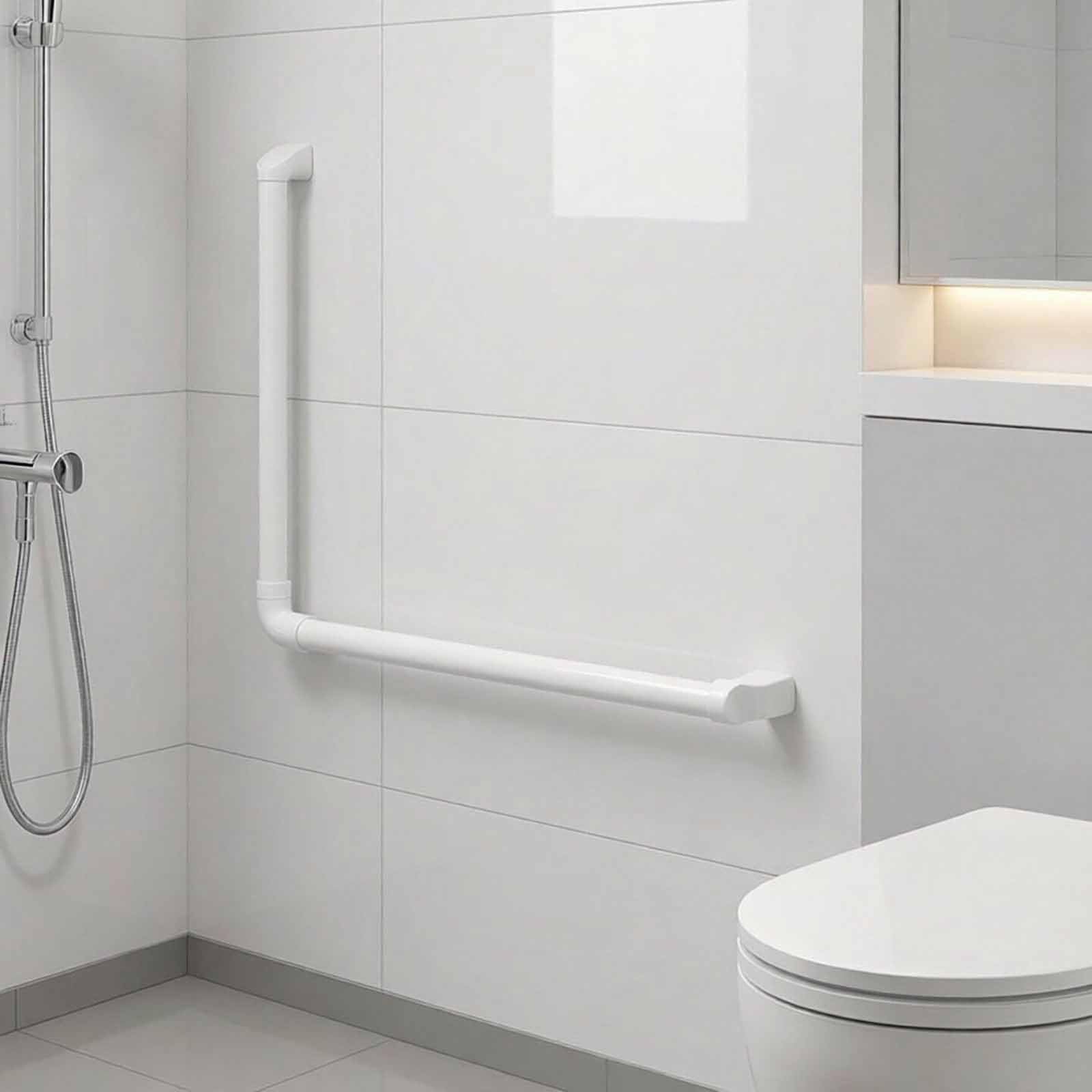 Barras De Apoyo para Baño, Asa De Ducha Antideslizante De Alta Resistencia, con Forma De L, De Montaje En Pared, para Esquinas De Baño, Uso Interior.(64cm)
