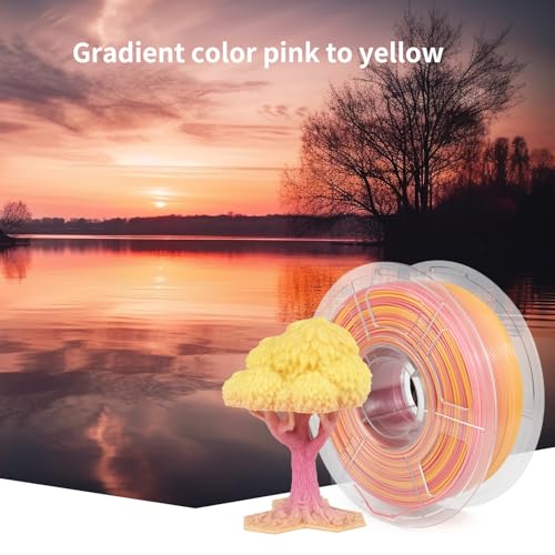Image of IEMAI Translucent PETG Filament 1.75mm 1kg, Dual Color Gradient Pink to Yellow 3D Printer Filament Up to 600mm /s Rapid Printing for Lampshades Artwork & Home Decor