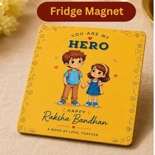 Image of Great Art Rakhi Set with Roli Chawal & Fridge Magnet | Traditional Raksha Bandhan Combo-FM127