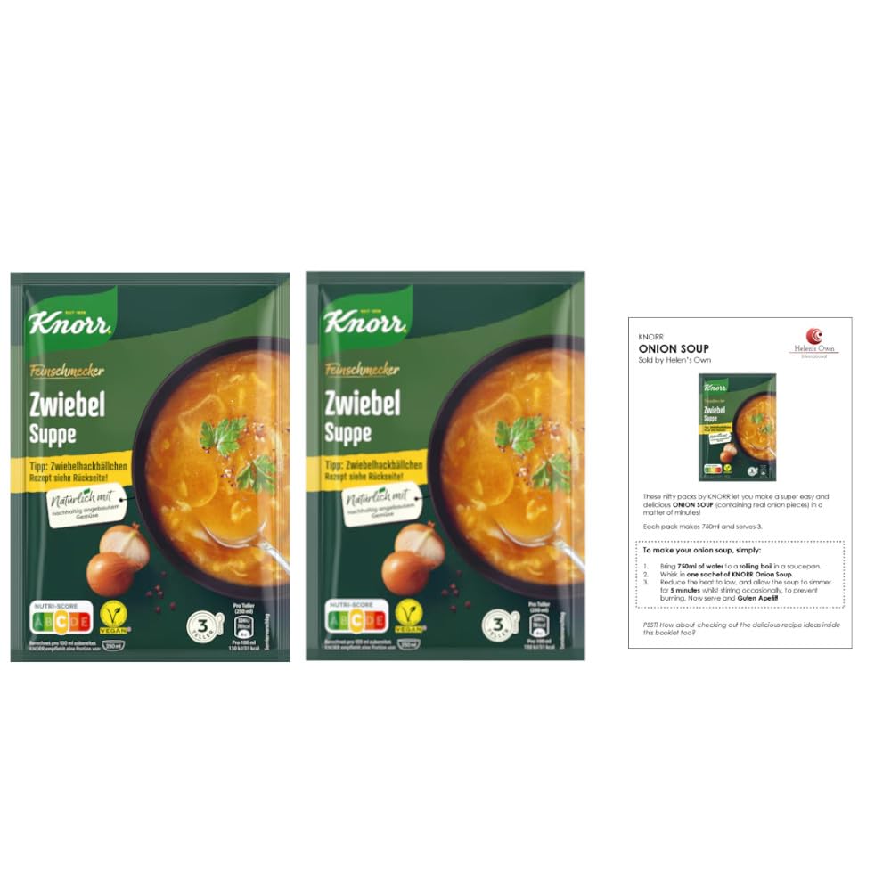 KN0RR Onion Soup Gourmet Soup 2 Pack - Feinschmecker/Gourmet Range of Soups - Sold by Helen's Own - KN0RR Feinschmecker Zwiebel Suppe - 2 Packs, 3 portions Each = 6 portions