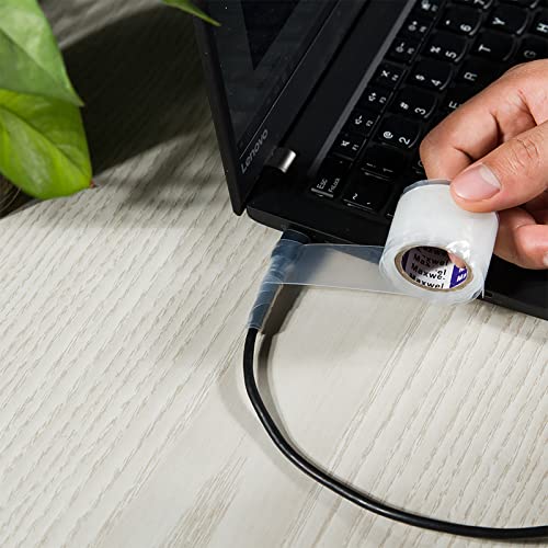 Image of Self Fusing Silicone Tape - 1 Inch Wide 10 FT Long Transparent Waterproof Silicone Rubber Leak Sealing Tape for Emergency Pipe Repair Wire Wrapping Electrical Insulating