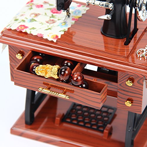 Image of Vintage Music Box Mini Sewing Machine Mechanical Toy Home Table Decoration Gift