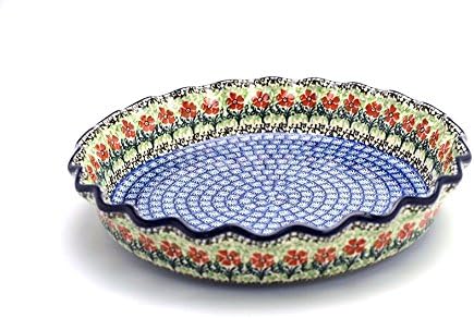 Polish Pottery Baker - Pie Dish - Fluted - Maraschino
