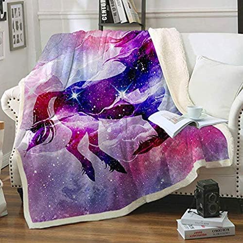 FairyShe Throw Blankets Unicorn Plush Blanket with Starry Sky Pegasus Unicorn Gifts Adults Fleece Blanket for Couch Chair Travel (50"x60",Starry Sky)