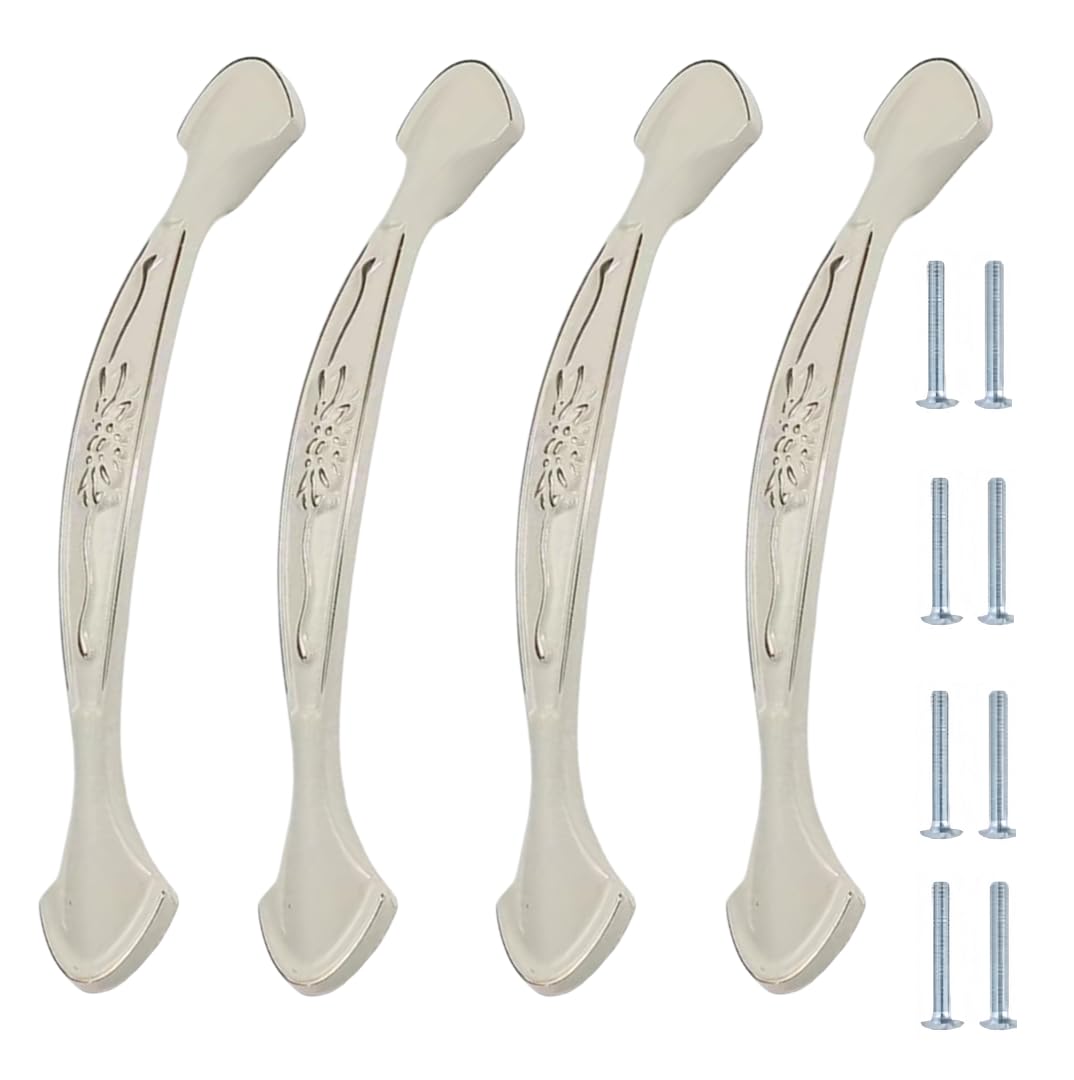 NLQCSXWEP Zinc Alloy Cabinet Bow Handle, Zinc Alloy Aluminum Cabinet Handles 4-Pack Multicolor(817-128mm Ivory White)