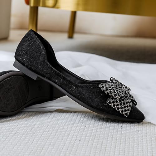 Pointed Toe Bow Flat Shoes for Women, Comfortable Slip On Dress Shoes, Women's Dressy Casual Flats3
