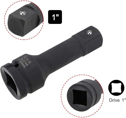 Miniatura 3 de uxcell Barra de extensión de impacto de 1 pulgada por 6 pulgadas para uso con llaves de impacto de aire, barras rompedoras, trinquetes, acero CR-MO