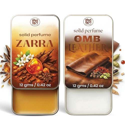 Image of Dr.Mashur Solid Perfume |zarra&OMB leather Alcohol Free Wax Perfume Balm, Long Lasting | Pocket Tin 12g, Pack Of 2| Non Greasy Smooth Glide, Travel Friendly Men And Women