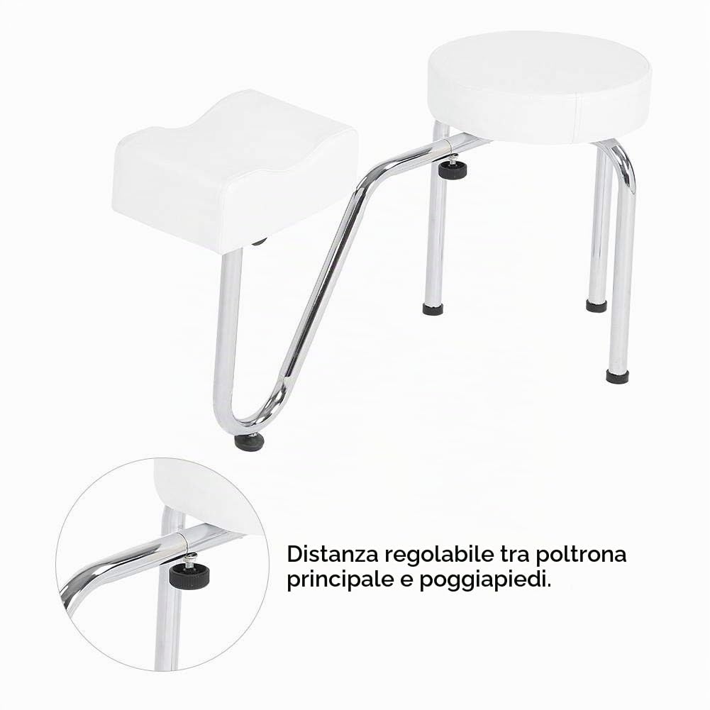 SGABELLO POGGIAPIEDI PER ESTETISTA REGOLABILE IN ALTEZZA PEDICURE PROFESSIONALE, poggiapiedi Regolabile per Manicure Pedicure, Poggia Piede Pedicure Estetista Fisioterapia Tatuaggi(Bianco)