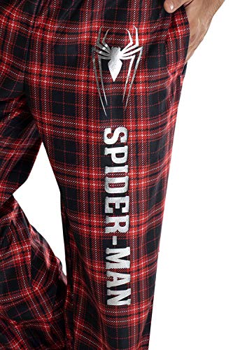 Marvel Comics Men's Spider-Man Logo Plaid Lounge Pants Sleepwear Pajama Pants3