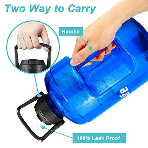 Image of QuiFit 1 Gallon Water Bottle - with Straw & Motivational Time Marker Leak-Proof BPA Free Reusable Gym Sports Outdoor Large(128OZ /73OZ) Capacity Water Jug