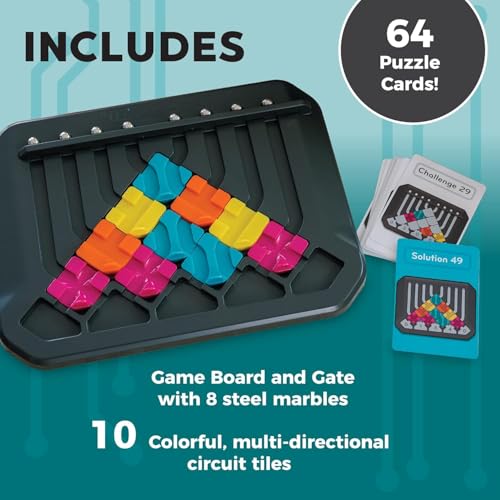 Image of Brain Training Puzzle Marble Circuit Logic Game for 1 Player Great Gift for Kids who Like Puzzles & Brain teasers 64 Card Challenges & 24pcs Fun for Kids & Adults Ages 8+