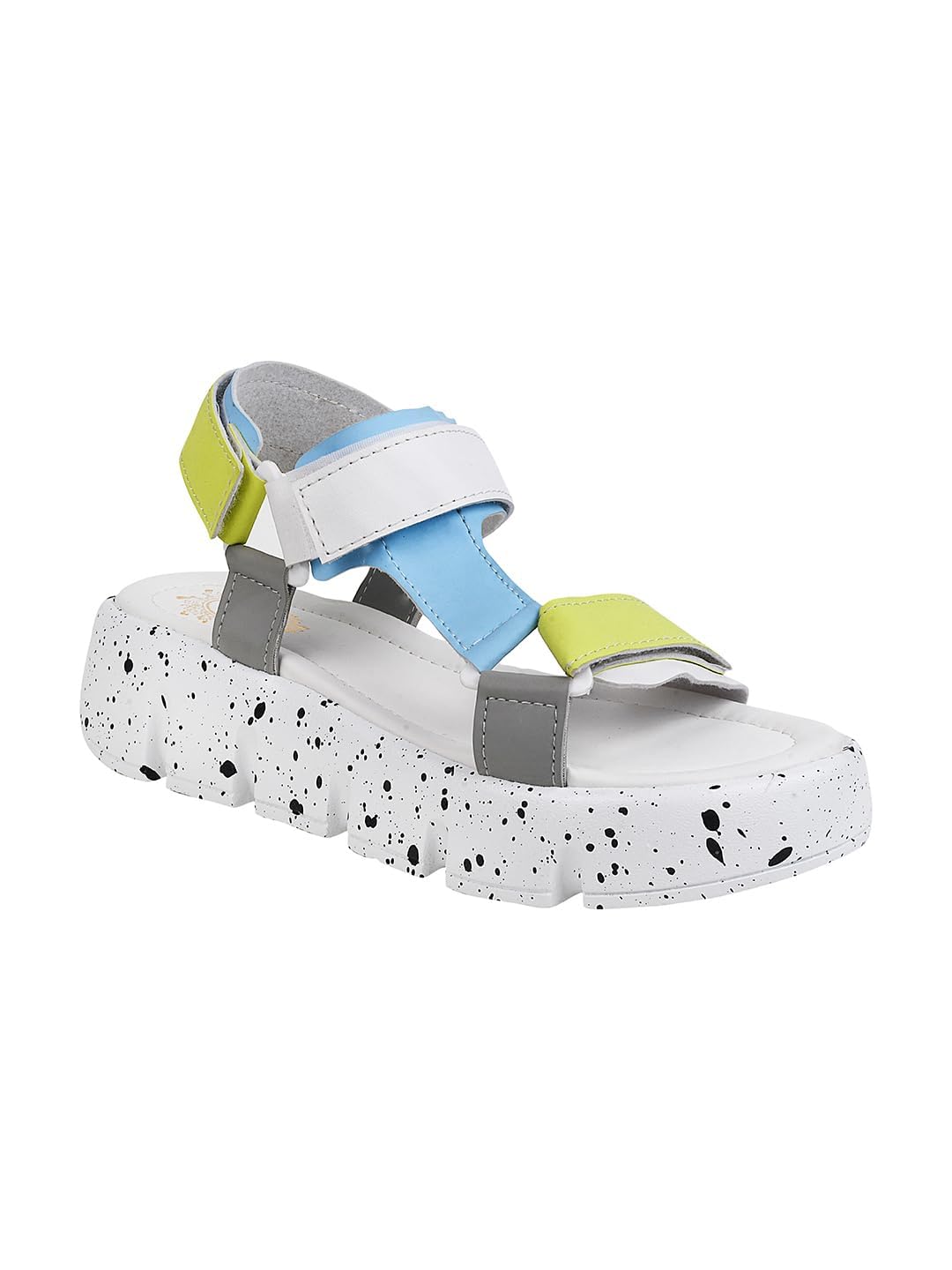 Pinky Store Women's Platform Sandals, Multicolour Straps, VelcroClosure, Speckled Sole, Casual Summer Footwear-image-35