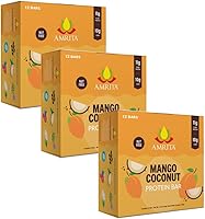 Vista 9 de Amrita Barras de coco con chispas de chocolate, veganas, sin gluten, con alto contenido de proteínas a base de plantas, alto contenido de fibra, sin