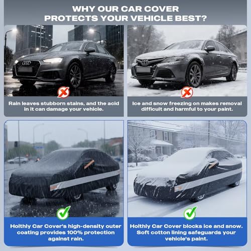 Image of 10 Layers Sedan Car Cover Custom Fit for Lexus is 250 300 350 (1998-2020), Waterproof All Weather for Automobiles, Outdoor Full Cover Sun Dust Rain Protection with Cotton. Black