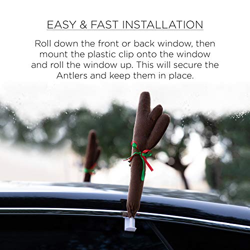 Oxgord Car Reindeer Antlers & Nose - Christmas Decorations For Car - Window Roof-Top & Grille Rudolph Reindeer Kit - Auto Holiday Accessories Decoration Kit Best For Car Suv Van Truck #TOP3