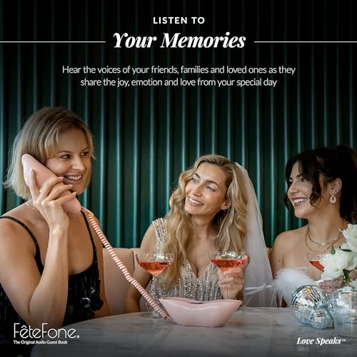 FeteFone The Smooch Retro Audio Guest Book Phone, Unique Voicemail Message Recorder, Guestbook Alternative for Wedding, Bridal Shower, Birthday Party, Baby Shower, Anniversary, Engagement