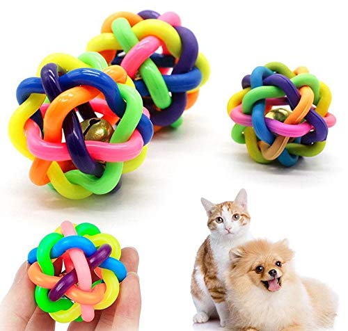 RIANZ Pet Dog/Cat Bouncy Rubber Chew Ball Toy with Bell for Puppies - Small 1 pc Multi Color (B08BYKGG7L) Amazon Price History, Amazon Price Tracker