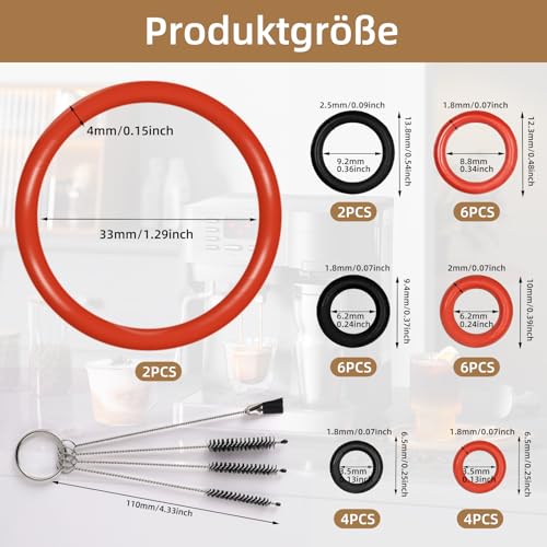 Image of Seal O-rings for Philips Saeco, 30 pieces sealing rings, brewing group with cleaning brush set for support valve, steam valve, outlet valve, fully automatic coffee machine spare parts