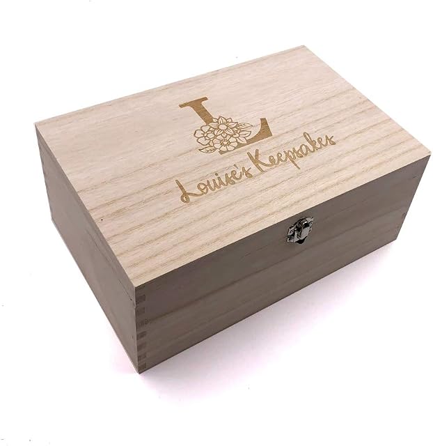 Personalised Large Floral Monogram Wooden Keepsake Box Gift For Her