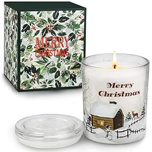 Geurkaars met kerstcadeau, 320 g natuurlijke sojawas, aromatherapie, grote kaarsen, 65-70 uur brandduur, cadeau voor vrouwen, voor stressvermindering en ontspanning van het lichaam voor vrouwen