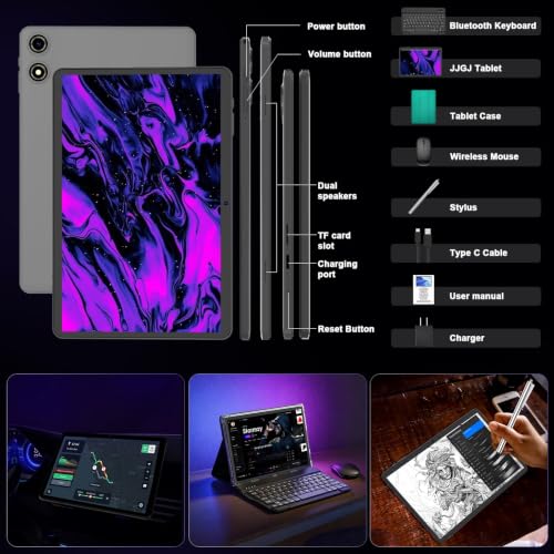 Android tablet 10 inch, 2026 Android 16 Tablet with Keyboard, 26GB+256GB (2TB Expand), Gemini AI Tablet with 8-Core, 8000mAh, 5G WiFi, Widevine L1, 2 in 1 Tablets PC with Case/Mouse/Stylus-Green Case - Image 9