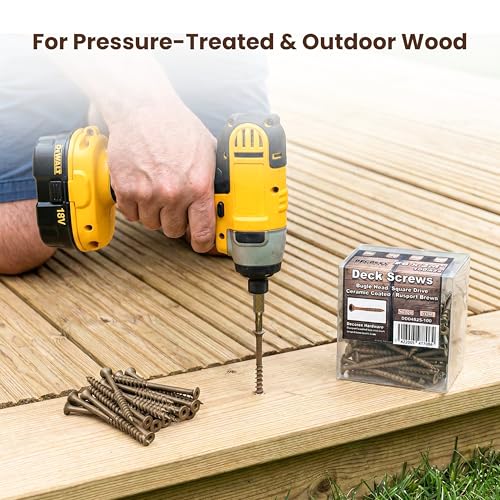 #8 x 3 Tornillos para Deck, Cabeza Bugle con Cuadrante, Tornillos de Madera para Exterior con Revestimiento Cerámico Ruspert Marrón, Resistencia a la Corrosión, Caja de 250 Piezas miniatura 2
