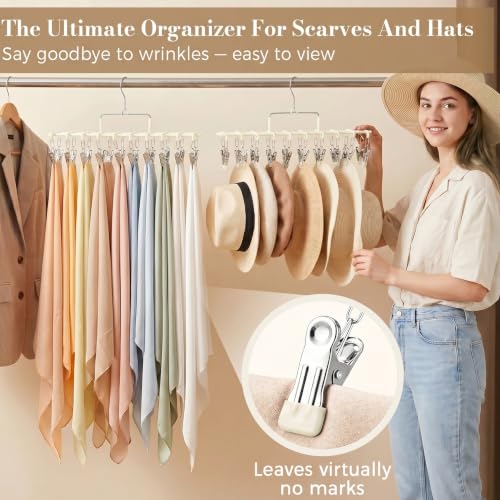 GLEEMPOPS Legging Organizer for Closet, Pants Hangers with 20 Clips (White) by GLEEMPOPS - Used condition - Image 3