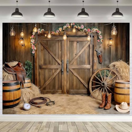 Fondo Fotográfico Vinilo Viajar 7x5ft Barn Door6 miniatura 1