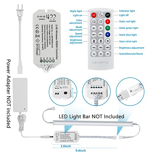 Controlador LED RGBW regulable DC12V DC24V con control remoto Litever 3