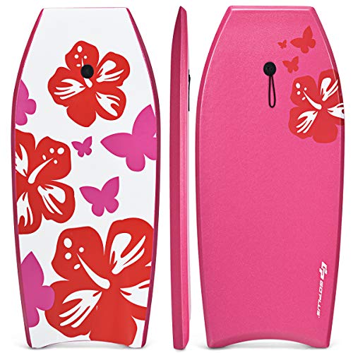 GOPLUS Bodyboard Léger,Planche à Vagues Bodyboard 105CM,Bodyboard Ultra Léger et Résistant,Planche Idéale pour Surfer Les Vagues,Laisse de Poignet de...