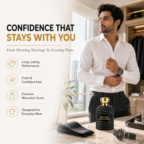 Image of ERHABIA Signature 01 Men's Perfume | Long Lasting Premium Fragrance Spray | Luxury Strong Scent for Office, Party & Gift | 100 ml