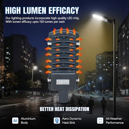 Image of Forus 30W LED Street Light with Clamp, IP66 Waterproof Outdoor LED Street Light, High Lumen 3600lm Yellow, Aluminium Body for Road, Parking Lot, Garden & Industrial Outdoor Lighting (1 Pc)