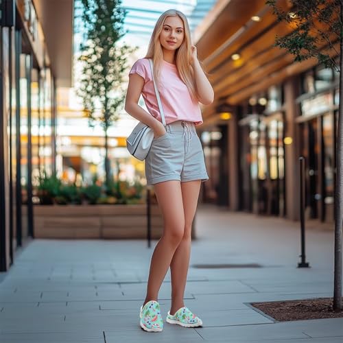 Women Half Slippers Breathable Lightweight Mesh Loafers Elastic Shock Absorption Flats Shoe Size 6-13.5 White Sole4