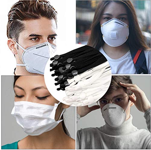 100 Pieces Black Sewing Elastic Band Cord With Adjustable Buckles, Adult Children Stretchy Face Cover Earloop Earmuff Strap String Rope For Diy Making #TOP6