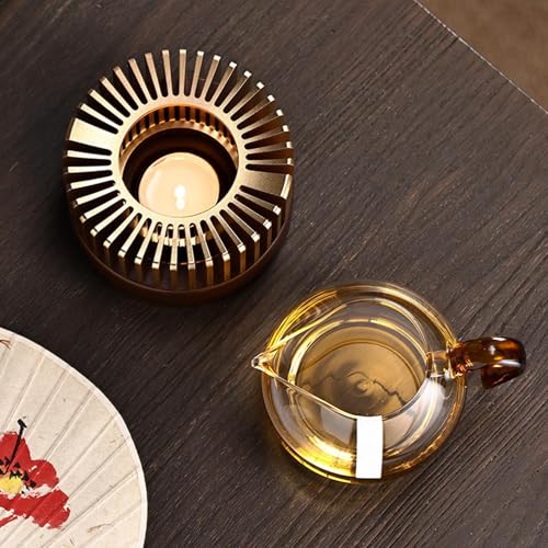 Calentador de té para evitar bebidas frías con base estable de madera 3
