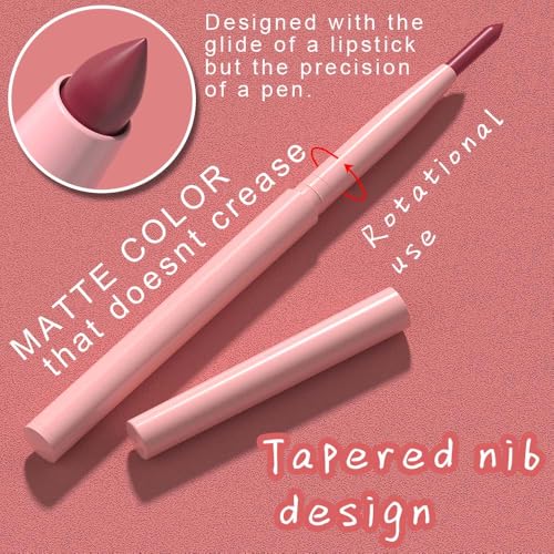 Image of evpct 12Pcs Retractable Lip Liners Pencils Set Pack for Shaping & Sculpting Lips, Mauve Maroon Red Orange Nude Coffee Brown Plum Taupe Creamy Matte Gel Lip Liner Lipliners Pencil delineador de labios