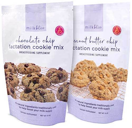 Image of MilkBliss Chocolate Chip and Peanut Butter Chip Oatmeal Lactation Cookie Mixes- BreastfeedingSupplement Support for Milk Supply Increase 2 Pack