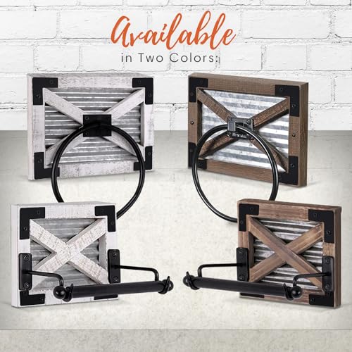 Autumn Alley TRGTPH001AB Rustic Farmhouse Toilet Paper Holder And Towel Ring Rack W/Brackets, Wall Mount, 2 Set, Farmhouse Wall Toilet Paper Holder And Bathroom Hand Towel Holder Wooden Farmhouse Bathroom Decor thumb #8