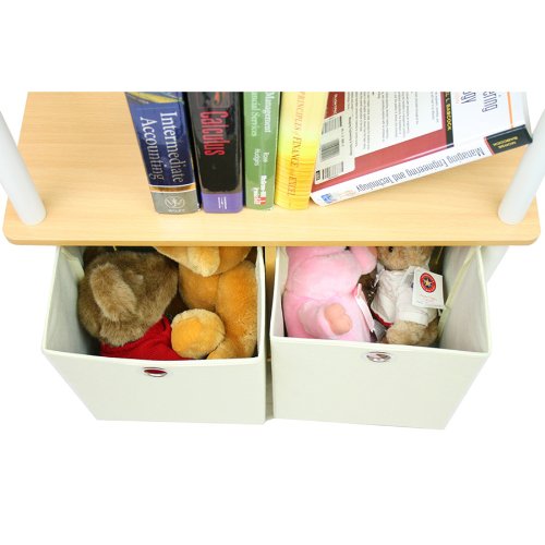 Furinno Go Green 3-Tier 2-Bins Multipurpose Storage Shelf, 2-Pack, Dark Cherry/Black #TOP4