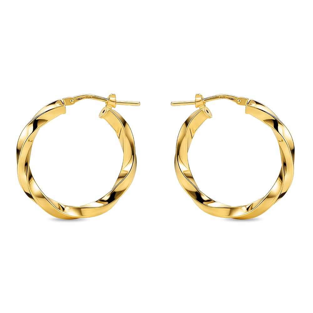 MIORE Schmuck, Ohrringe Silber 925- Silber Vergoldet 18K Gold, Creolen Silber mit Oder Ohne Zirkonia, Gekreuzte Kreolen, Runde Hoops Ohrringe Damen, Ohrschmuck