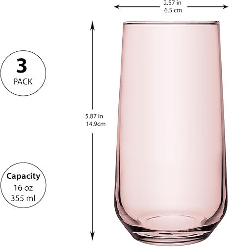 Miniatura 2 de Biandeco Allegra - Juego de 3 vasos de vidrio altos 16 onzas transparente