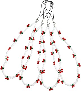 HOOTNEE 4 peças de corrente de cereja para celular pulseiras brancas decorações de cereja contas de telefone acessórios de telefone estética bonito telefone charme pedras cordões de telefone corrente de telefone criativa, 23x0.2x0.2cm, Couro sintético, Sem Pedra Preciosa