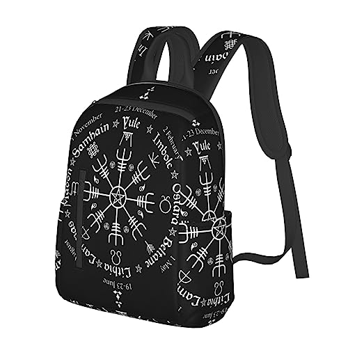 Business Laptop Backpack Travel Bag Rucksack Daypack For Work College Men Women Backpack (Norse Viking Vegvisir Compass goth pentagram)2