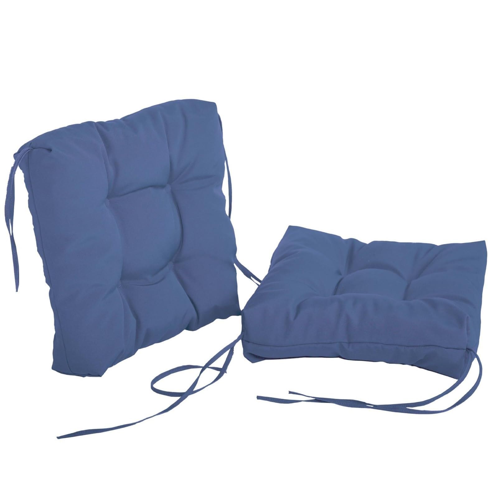 Coussin de chaise extérieur imperméable et déhoussable pour fauteuil de jardin bleu