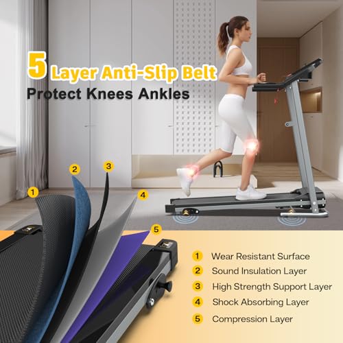 Image of Compact Home Treadmillwith 3-Level Manual Incline, 2.5HP Motor Running Treadmill for Home, Heart Rate Sensor, 0.5-7.5 MPH Speed, LCD Display, 265LBS Capacity for Workout & Fat Loss