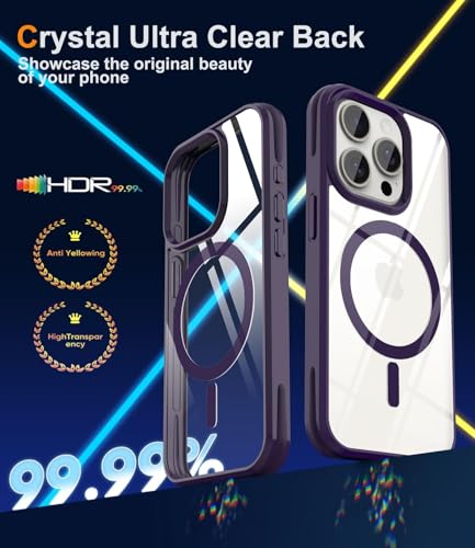 Image of REALCASE Polycarbonate Back Case Cover For iPhone 16 Pro | Compatible With Magsafe | Camera Protection | Hard Crystal Clear Back | Shockproof Bumper Cover Case For iPhone 16 Pro (Clear Purple)